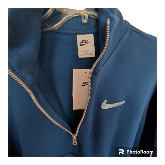 Nike Swoosh fleece half zip oversized sweatshirt teal blue womens - Picture 4 of 7